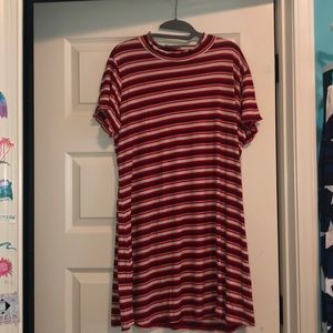 red white and black stripped dress